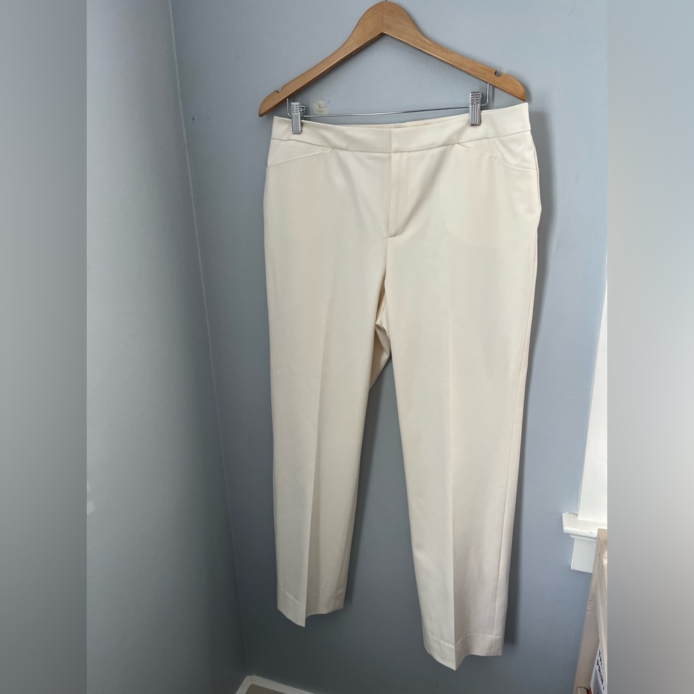 Cream Tailored‎ Straight Leg Pants for Formal Occasions